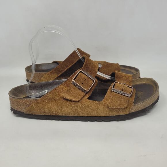 Birkenstock Arizona Sandals Mens EU43 US10 Brown Suede Slides Slip On Comfort - Picture 2 of 9